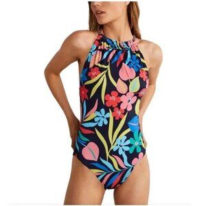 Boden low back twist braid swimsuit Blue size 4
